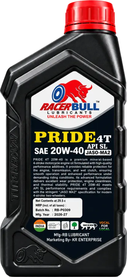 PRIDE 4T SAE 20W-40 back label with product details